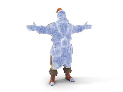 Rigged and Animated Dwarf Warrior with Beard and Armor Low-poly 3D model