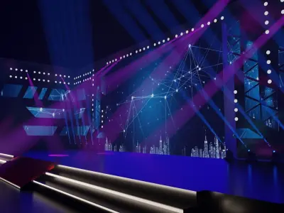 Stage model 3D with lights 3D model