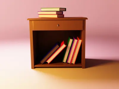 A  bedside table with books Free 3D model