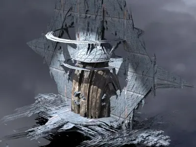 Frozen Ice shard Mountain landing arrays base 4  3D model