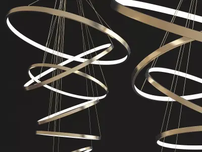 Ring Chandelier Gold low poly 3d model Low-poly 3D model
