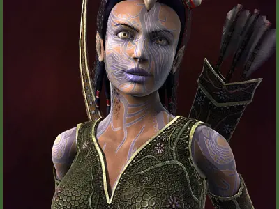 Elven Hunter Light Version Low-poly 3D model