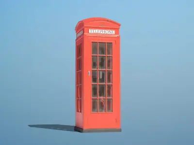 Vintage Phone Booth Low-poly 3D model