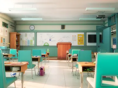  Cartoon Classroom Corridor 