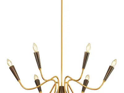 Chandelier six light in brass 3D model