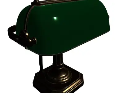 Classic Bankers Lamp Green Brass Low-poly 3D model