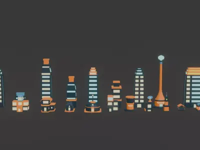 Stylized Futuristic City Environment Pack Game Ready Low-poly 3D model