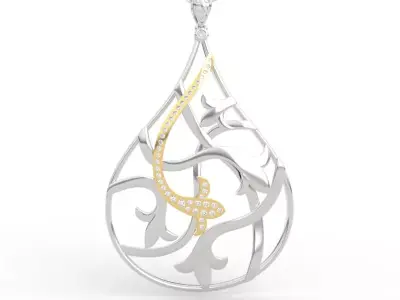 Exquisite Filigree Teardrop Pendant 3D print model purchase