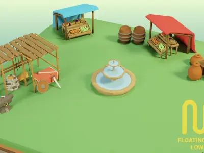 Floating City - Low-Poly Asset Pack  Low-poly 3D model