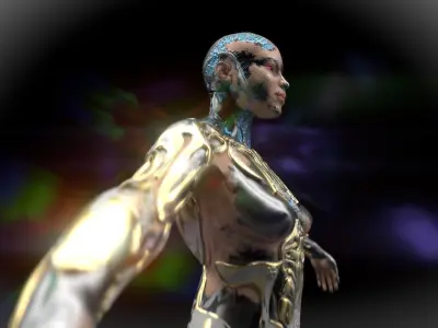 futuristic woman robot Low-poly 3D model