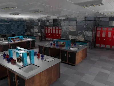 Laboratory Interior Low-poly 3D model