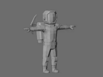 UNRIGGED VERSION ASTRONAUT 003 Low-poly 3D model