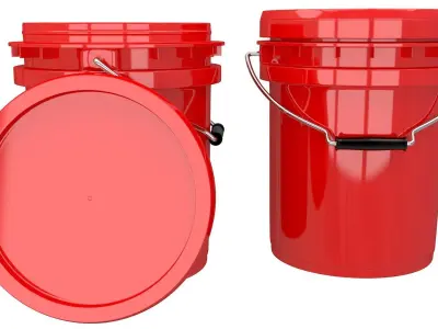 Food Grade 5l Plastic Bucket Red 3D model