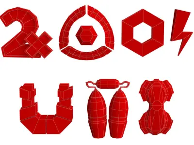 Low poly cartoon Game details 3d models pack Low-poly 3D model