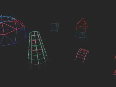 Old Playground Props Set Low-poly 3D model buy