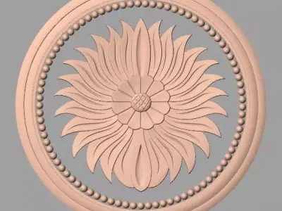 Furniture decoration round flower 3D STL model for CNC E885 3D model