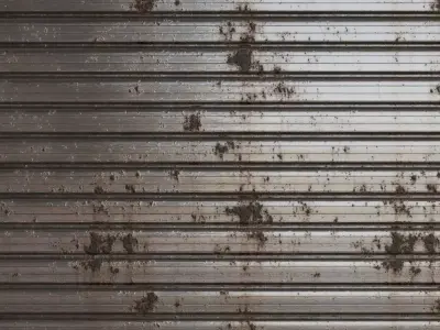 Horizontal Ribbed Galvanized Steel PBR Seamless Texture