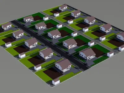 Village Low-poly 3D model