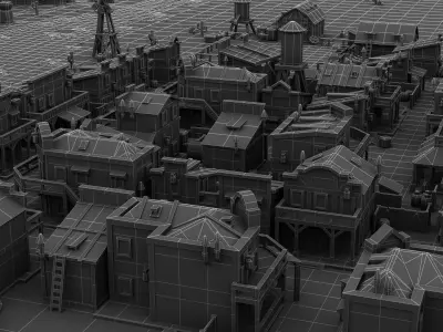 Western Town - Pixel Series Low-poly 3D model
