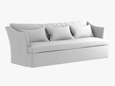 Custom made white three seat sofa 3D model