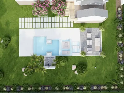 3D Exterior Scene 3D model design garden and landscape 3D model