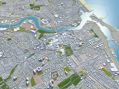 Sunderland England 30km Low-poly 3D model