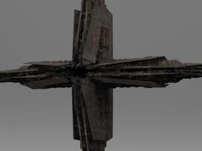 Sci-Fi City dystopia Mega city colony Pyramid Ship 2 3D model