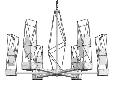 BERGER gold chandelier with glass shades Low-poly 3D model