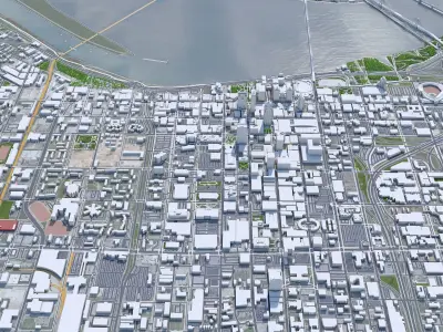 Louisville Downtown Kentucky USA Low-poly 3D model