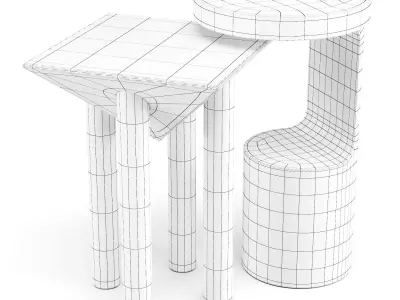 Crate and Barrel Hout and Flora - Side Tables 3D model