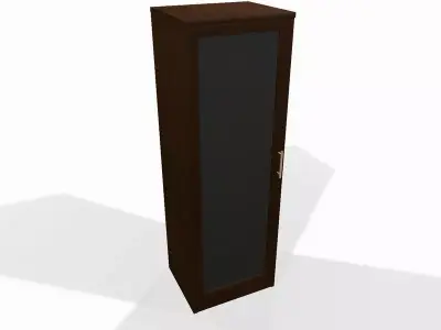 Wooden shelf with glass door 3D model