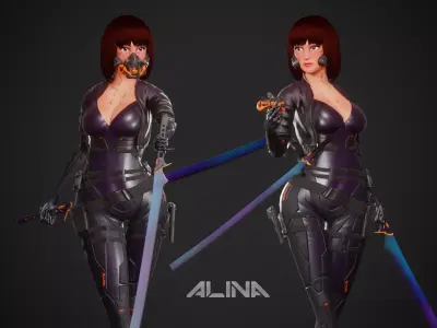 Cyberpunk Alina Robot Low-poly 3D model