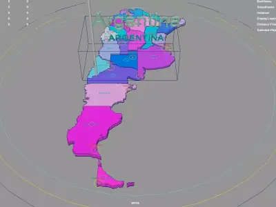 Argentina map region geography political geographic 3D model