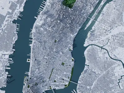 New York City MANHATTAN with Terrain 3D model