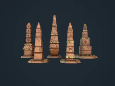 Obelisk Pack Low-poly 3D model