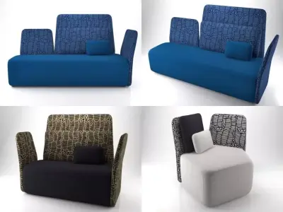 Pebble four different sofas 3D model