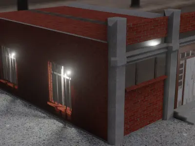 Small single floor city building Low-poly 3D model