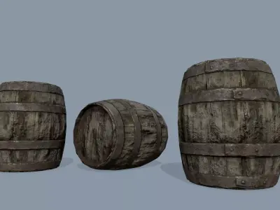 Wooden Barrel Low-poly 3D model