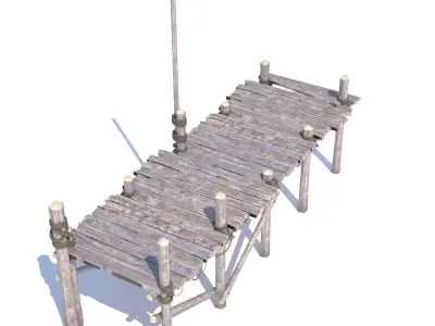 Old wooden bridge 3D model