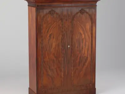 Large Victorian Mahogany 2 Door Wardrobe 3D model