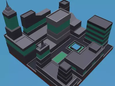 Low Poly City Block Game Assets Low-poly 3D model