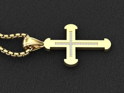 High Cross Pendant Light Gold 18K 3CP084 3D model