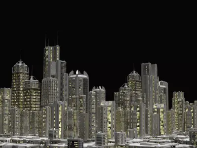 20 Sci-Fi Buildings and Skyscraper Cyberpunk Pack Blender Low-poly 3D model