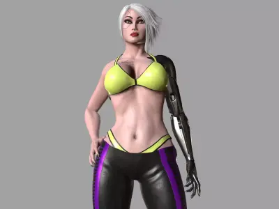 Cyberpunk Girl Low-poly 3D model