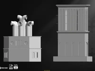 Windcatcher BASE MESH Low-poly 3D model