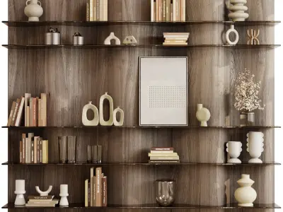 Partition Wave Wooden Shelves Decorative Wooden Rack 19 fbx 3D model