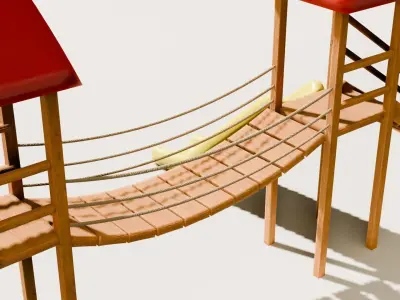 Playground castle with a slide Low-poly 3D model