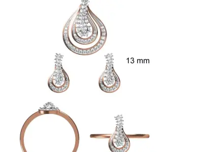 Light wt Ring Earrings Pendant set stl jcd 1-render details 3D print model 52