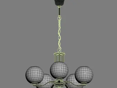 minut chandelier with four balls hanging from it 3D model