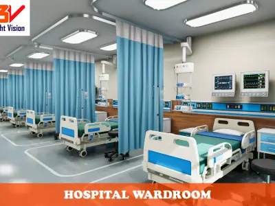 Hospital Wardroom Low-poly 3D model